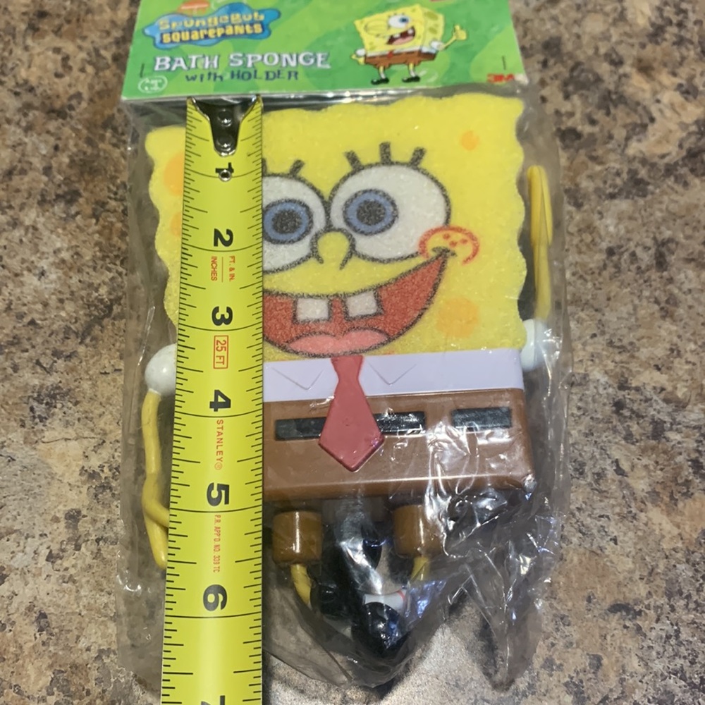 NWT 3M 2002 Spongebob square pants bath sponge with holder - Picture 5 of 5